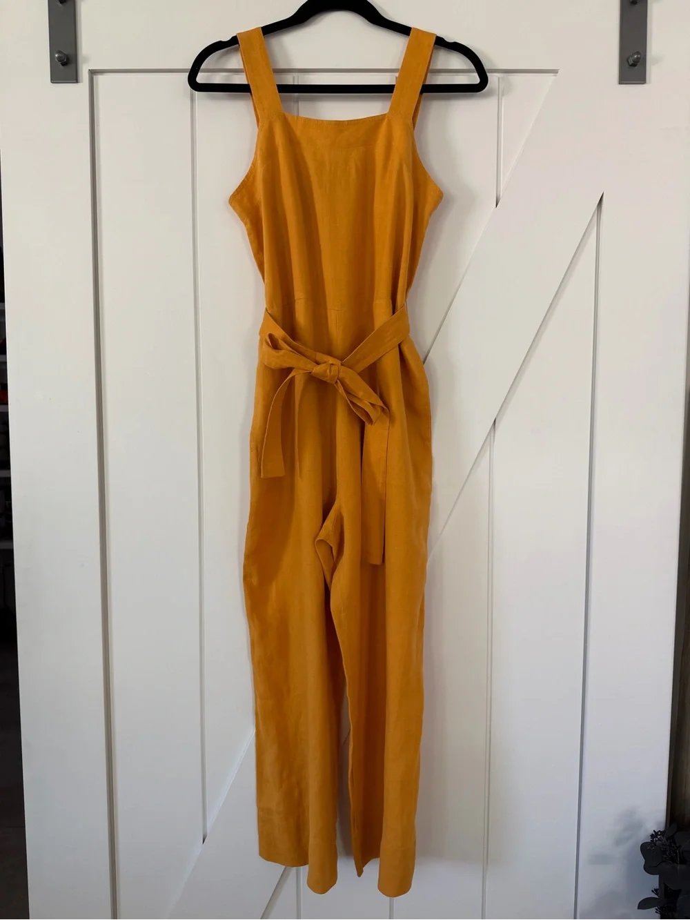 Everlane The Linen Square-Neck Jumpsuit in Marigold Yellow